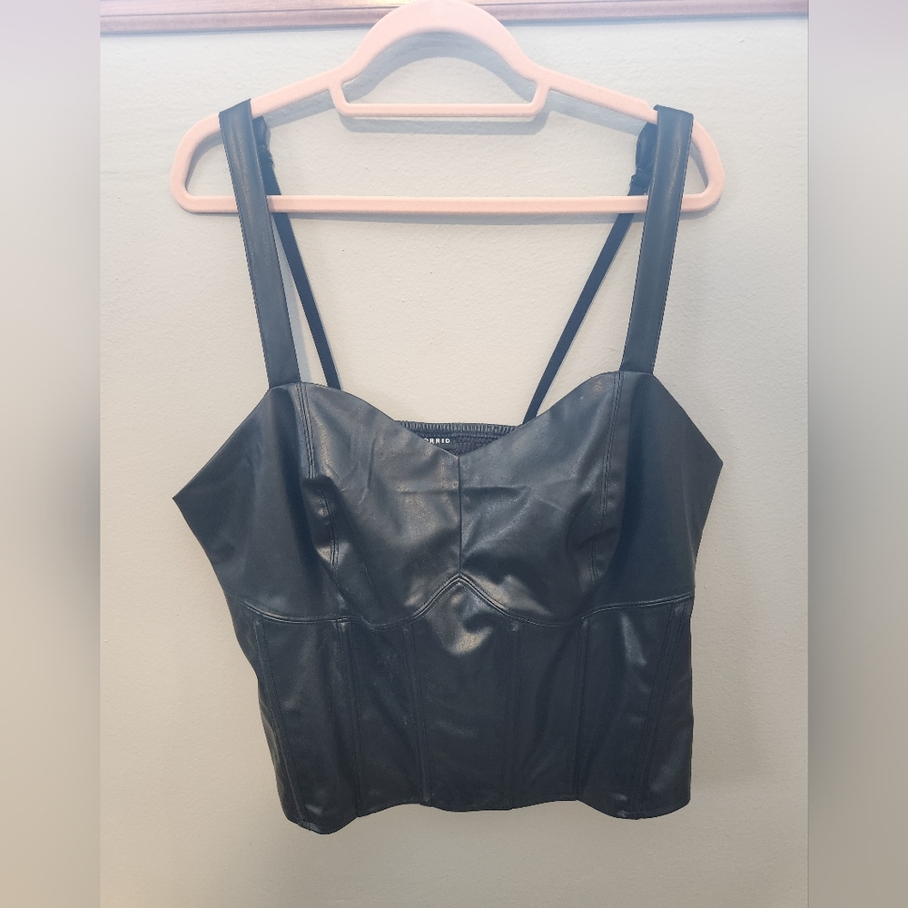 Torrid Black Faux Leather Corset Women's Top